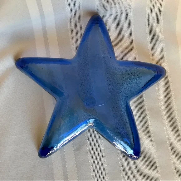 Starfish Blue Glass Dish Set of 2 - Picture 7 of 12